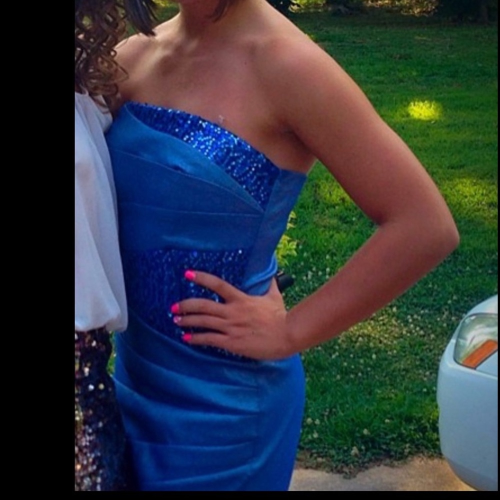 TEEZE ME Iridescent Taffeta & Sequins Strapless Dress - Picture 11 of 11